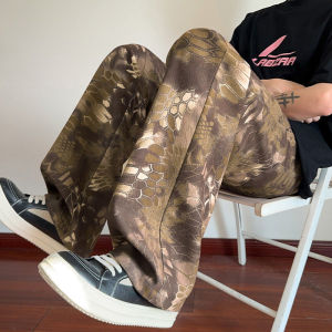 Quần Jeans Denim Camouflage Rộng Rãi Phong Cách Mỹ Cổ Điển Cho Nam Quần Ống Rộng Dài Thẳng Quần Thường Ngày Mùa Hè