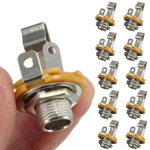 10Pcs 6.35mm / 6.5mm 1/4"" Stereo Plug Jack Audio Female Connector Solder Welding Type Panel Socket Mono TS Panel Chassis Mount