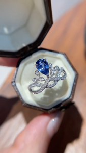 Montagne Jewelry 18k Pure White Gold Ring for women Diamond Inset Crown Design Fine Jewellery Natural 1 Carat Sapphire Ring