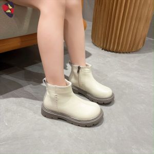 Katerina Fashion Korean Ankle Plain Zipper Boots Shoes Kids For Girl #M-858