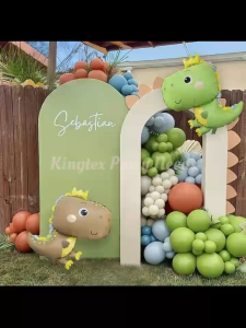Retro Green Brown Dinosaur with Crown Foil Balloon cute matte foil balloon Dino Theme Birthday Party Decoration