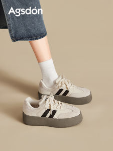 Agsdon Classic Womens Sport Shoes Soft Bottom Thick Heel Fashionable Casual Cross Strap Waterproof Platform Color Block