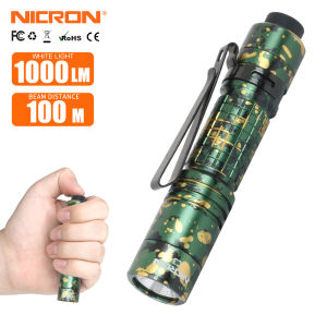 NICRON C3 1000 Lumens EDC Flashlight Type-C Rechargeable Pocket Flashlight Compact High Lumens Handheld Light Super Mini Light weight Flashlight for Home Outdoor Camping Hiking Runing