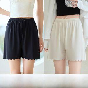 miiow | Womens Ice Silk Safety Pants Thin Loose Bottoms Anti-Light Sleepwear Casual Short Shorts Nylon Spandex Blend Mid Waist