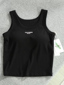 เสื้อกั๊กสายเดี่ยวทรงเข้ารูปสั้นทรงเข้ารูปสำหรับผู้หญิง สายหนา คัพถาวร พร้อมแผ่นเสริมหน้าอก ใส่ได้ทั้งกลางแจ้งและใส่ด้านนอก