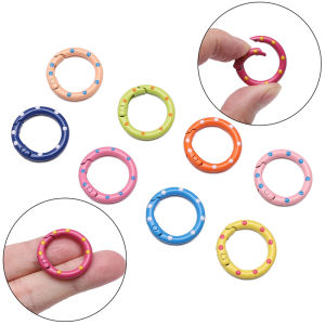 1/5Pcs 25mm Colorful Dot Keychain Metal O Spring Clasp Openable Round Key Rings Connectors for DIY Keychain Jewelry Making Findings Accessories