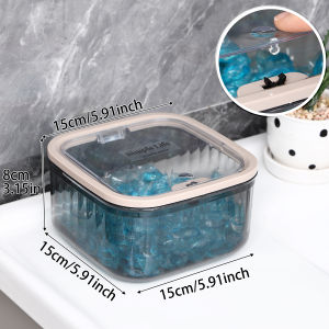 1pc Acrylic Transparent Black Elastic Lid Laundry Gel Bead Bathroom Jar Bathroom Organizer Storage Jar Multifunctional Storage
