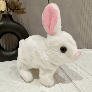 Electric Plush Rabbit Toy for Girls Aged 3-6 Running And Making Noise Ear Childrens Companion Rainbow Bunny Soft Stuffed Animal