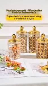 Aveline Toples Set Sultan Gold 3PCS / Toples Akrilik Penyegel Dapur Stoples Tempat Penyimpanan Makanan Snack Kue