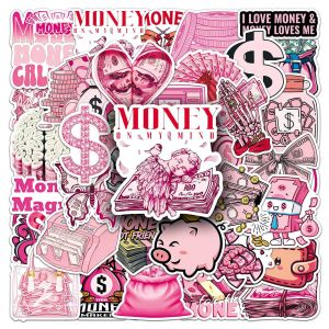 50/100PCS Pink USD Stickers Coin Symbols Graffiti Waterproof Decoration Stationery Notebook DIY Stickers
