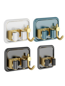 Strong Adhesive Wall Mounted Mop Holder Bathroom Sticky Powerful Clamp Cloth Storage Rack Broom Holder Mop Holder Sweep Bracket