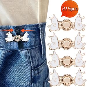 2/5Pcs Jeans Waist Buckle Adjustable Trousers Skirt Size Metal Buckle Cartoon Rabbit Slim Waist Buckle Invisible