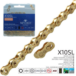 NFOX Mountain Road Bicycle Bike Chain X 8 9 10 11 12 24 30 33 Speed EL Half Hollow SL Ultra Light Links MTB Racing Gold Silver