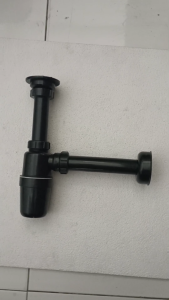 [ FERRUM ] Sifon Wastafel Botol Afur Pembuangan Saringan Wastafel Plastik Tebal Hitam AV-1528-BLC Komplet Set