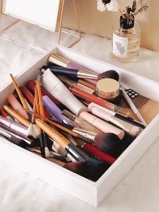360 Degree Rotating Makeup Brush Holder Dustproof Cover Cosmetic Organizer Desktop Stationery Storage Bucket for Vanity Table