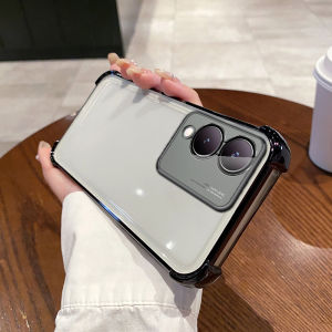 Vivo Y17s Phone Case with Airbag Four Corners Anti-fall Electroplated Soft Shell 4G Fashionable Suitable for Vivoy28 Luxury Creative Magnetic Stand Y36 Ultra-thin Elegant Simple Transparent Full Cover Protective Case