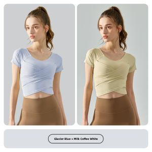 Miiow | Cat Person 2025 Summer Thin Breathable Black Fixed Cup One-Piece Sports Bra Short Sleeve Design Exercise Top T-Shirt