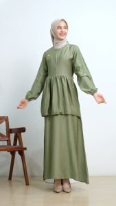 Dzellia Gamis in Green - Gamis terbaru 2024 / baju gamis/ Gamis terbaru 2024