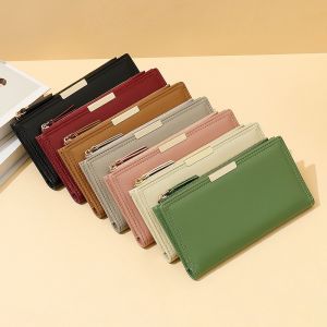 Women Long Wallet PU Leather Large Cpacity Coin Purse Cards Cash Holder Back Zipper Pocket