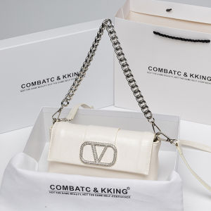 Combatc&KKing Womens Underarm Crossbody Bag Diamond Embedded Soft Square Bag Chain Handle British Style Summer 2024