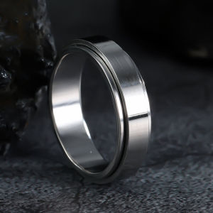 Nhẫn Thép Không Gỉ Thời Trang Dành Cho Nam Bề Mặt Nhẵn Xoay Được Giảm Lo Âu Màu Đen Mạnh Mẽ Nhẫn Cưới Dành Cho Người Độc Thân Quà Tặng