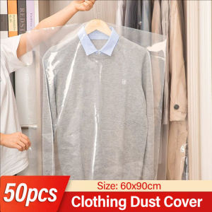 50Pcs Clothing Dust Cover Transparent Wardrobe Hanging Dust Proof Clothes Cover Clothes Seasonal Organizer Accessories