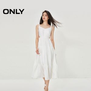 Only2025 Summer New High Waist Hollow out French Style Long Dress Elegant Vacation White And Black Color Block A-Line Gown
