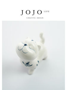 Creative Hand-Painted Butterfly Orchid Cat Tea Pet Ceramic Home Decorations New Classical Style Animal Shaped Tea Set Accessories