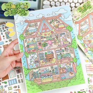 Kawaii Healing the little nest 3D The Dream House of Elves Landscape Sticker  DIY Pocket Cabin Scene Christmas gifts ﻿