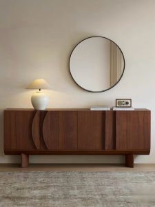 Designer Creative Storage Sideboard Half-Moon Console Vintage Mid-Century Style Living Room Floor Standing Storage Cabinet