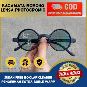 TERLARIS Kaca Mata Minus Pria Photocromic Frame Bulat Kekinian Gaya Distro Optik Asli Ori