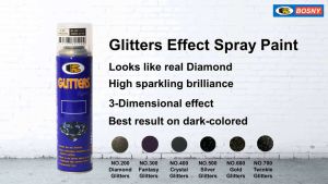 BOSNY สีสเปรย์ประกายเพชร กากเพชร GLITTERS EFFECT - สวยงามดุจเพชรแท้ สีรุ้งและแก้วคริสตัล พ่นบนผิวต่างๆ เพื่อตกแต่งให้ส่องประกาย ไม่ปิดบังสีวัสดุเดิม ให้ลักษณะเสมือนวัสดุ 3 มิติ ใช้กับรถยนต์ หมวกกันน็อค มอเตอร์ไซด์ ของเล่นเด็ก ดอกไม้ประดิษฐ์ เฟอร์นิเจอร์ และวัสดุต่างๆ