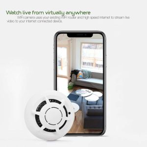 Ceiling installation of 1080P wireless network camera smoke alarm design home hotel Ceilling mini WiFi camera home security monitoring