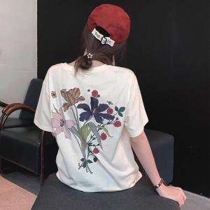 Grace_chili 2363# เสื้อยืดแขนสั้นทรงหลวมสไตล์เกาหลี oversize เสื้อยืดสาวอวบเสื้อโอเวอร์ไซส์ เสื้อผ้าผู้หญิงน่ารัก เสื้อวินเทจ