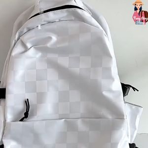 Balo đi học balo đi chơi thời trang nam nữ màu trơn trắng đen sọc caro phong cách thể thao đơn giản chống thấm nước TTS02