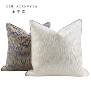 Modern Luxury Blue Floral Embroidery Pillowcase Silver Gray Square Sofa Cushion Cover Sample Room Decorative Pillowcase
