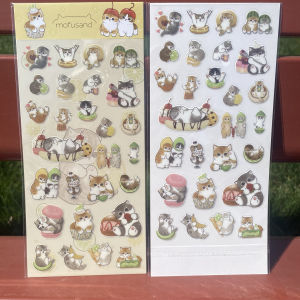 New Mofusand Double Transparent PVC Cute Cartoon Shark Cat Stickers Waterproof for Handmade DIY Glue Drip Stationery Supplies