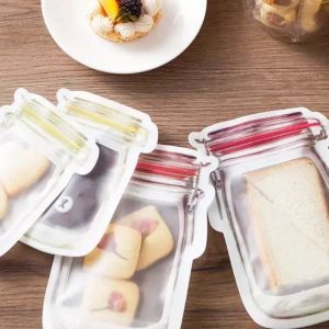 Reusable Mason Jar Bottles Bags Nuts Candy Cookies Bag Seal Fresh Food Storage Bag Snacks Zipper Sealed Kitchen Organizer 2025