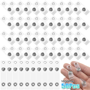 10-50Pcs ID Badge Clip Clear PVC ID Badge Holder Clip with Snap and Eyelet Lanyard Card Holder Straps for Work Badges Name Tag