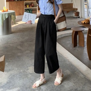 กางเกงขายาวทรงหลวมเอวสูงผ้าฝ้ายลินินสีชมพูสำหรับผู้หญิงในช่วงฤดูร้อน กางเกงขายาวทรงกระบอกบาง ทรงหลวม ทรงกระบอก ทรงกระบอก ทรงกระบอก