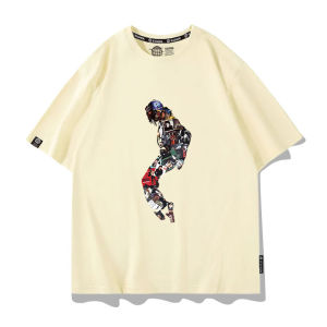 Michael Jackson Mens Short Sleeve T-Shirt Pure Cotton Loose Fit Summer Breathable round Neck Printed Casual Youth Fashion