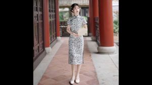 Hangzhou Sweet Lace Blue Midi Cheongsam 1207-70 杭州復古甜美蕾絲藍色中長旗袍