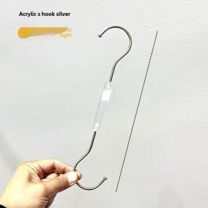 Acrylic S-Hooks Transparent Display Hooks for Clothing Stores Womens Clothes Hangers Modern Style Polished Surface Adult Size