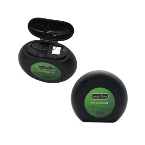 50m Bamboo Charcoal Dental Flosser Waxed&Mint Black Toothpick Mint flavor Dental Floss Teeth Flosser Teeth Stick Tooth Cleaner