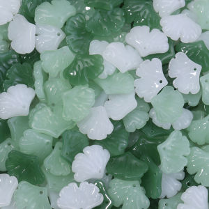 30pcs/lot Glass Leaves Pendant Beads Green Color Small Ginkgo Leaf Pendants For SIY Jewelry Making Earrings Necklace Accessories