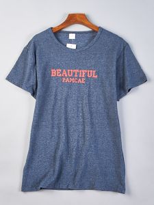 Korean Style Straight Leg Basic Short Sleeve T-Shirt Womens round Neck Letter Print Breathable Casual Top Summer Fashion