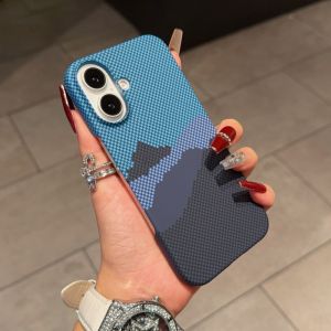 Ultra Thin Hard PC Frameless Carbon Fiber Pattern Case For iPhone 16Plus 15 14 13 12 Pro Max For MagSafe kevlar Shockproof Cover