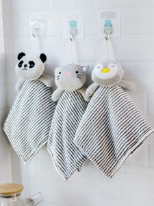 Thickened Bamboo Charcoal Animal Kitchen Towel Quick Dry Hanging Cartoon Hand Towel Cute Large Size Home Fabric Towel