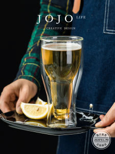 Jojos L. PD.Cough.Ins Summer Fruit Juice Beer Glass Cup Transparent Single Layer High Borosilicate Glass Straight Drink Cup