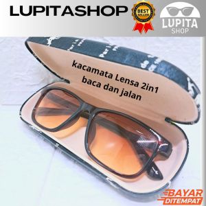 Kacamata plus 2in 1 baca dan jalan warna coklat